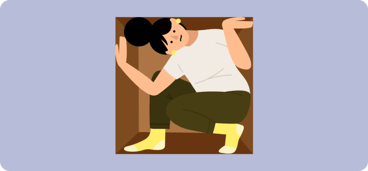 woman stuck in box