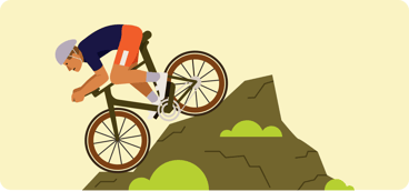 illustration of cyclist riding downhill