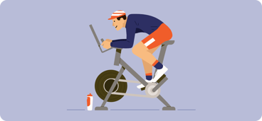 illustration of male riding a stationary bike